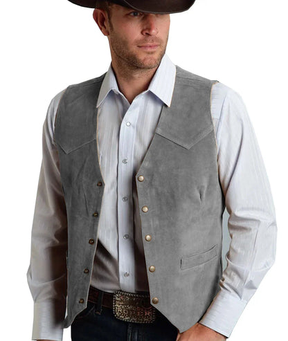 Trachtenweste Herren - Traditionell Rosa Oktoberfest-Grau-XS-Chaps Herrenmode
