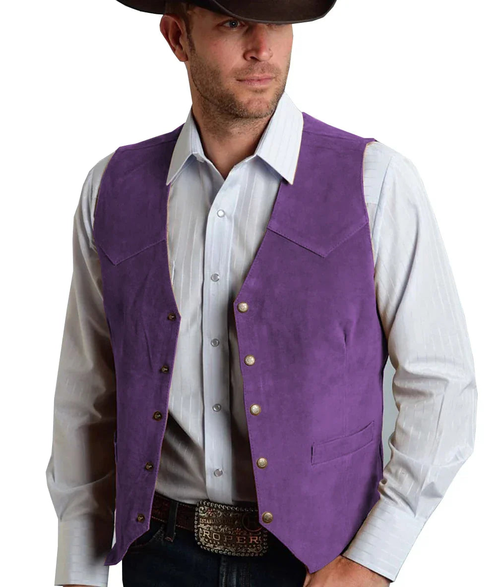 Trachtenweste Herren - Traditionell Rosa Oktoberfest-Lila-XS-Chaps Herrenmode