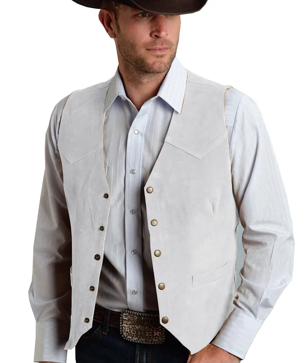 Trachtenweste Herren - Traditionell Rosa Oktoberfest-Weiß-XS-Chaps Herrenmode