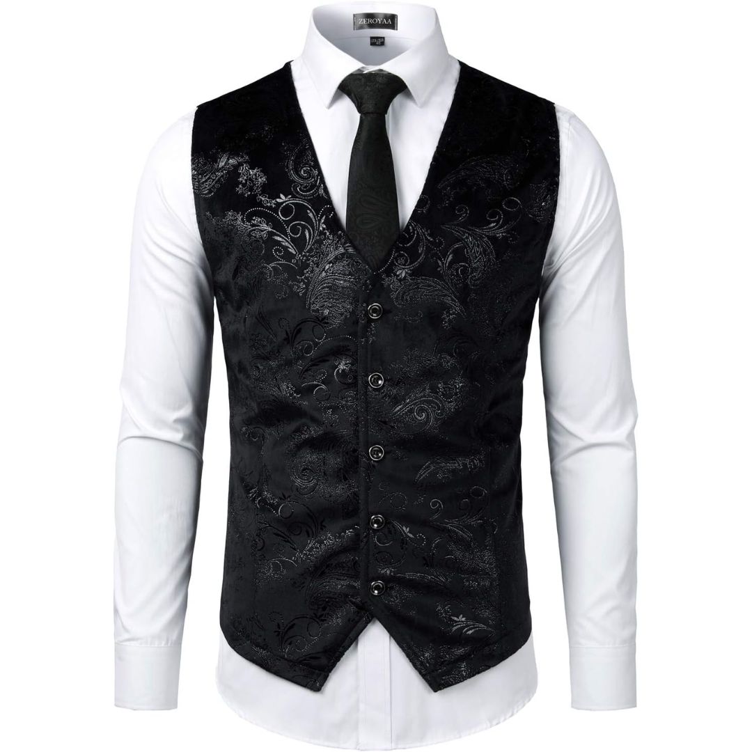 Trachtenweste Herren - Traditionell Rot Oktoberfest-Schwarz-S-Chaps Herrenmode