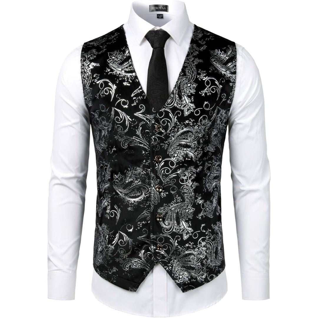 Trachtenweste Herren - Traditionell Rot Oktoberfest-Silber-S-Chaps Herrenmode