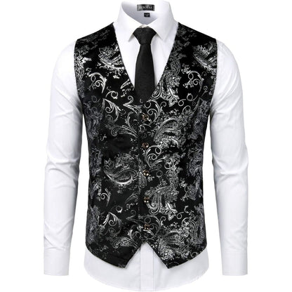 Trachtenweste Herren - Traditionell Rot Oktoberfest-Silber-S-Chaps Herrenmode