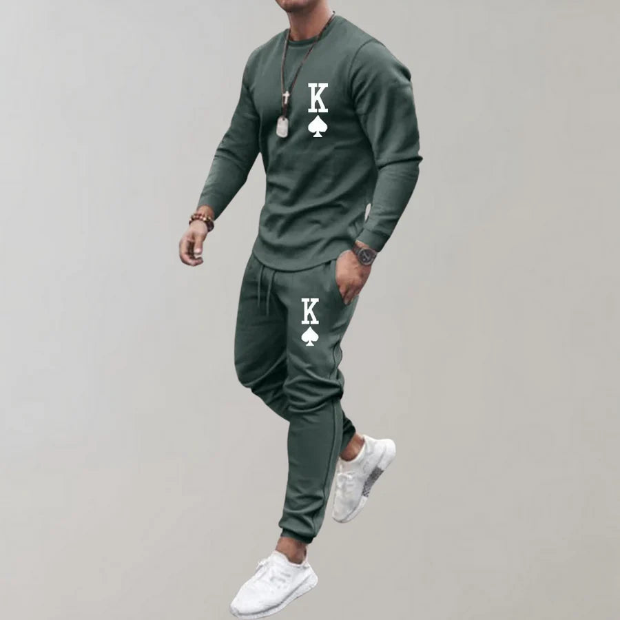 Trainingsanzug | Langarmshirt | Kordelzug | Jogginganzug | Kombisets Herren-Grün-S-Chaps Herrenmode