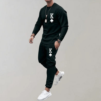 Trainingsanzug | Langarmshirt | Kordelzug | Jogginganzug | Kombisets Herren-Schwarz-S-Chaps Herrenmode