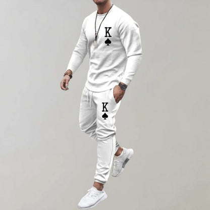 Trainingsanzug | Langarmshirt | Kordelzug | Jogginganzug | Kombisets Herren-Weiß-S-Chaps Herrenmode