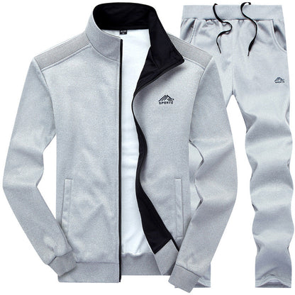 Trainingsanzug | Slim Fit | Zip-Up | Herren-Trainingsanzug | Herren-Sportbekleidungs-Sets-Grau-L-Chaps Herrenmode