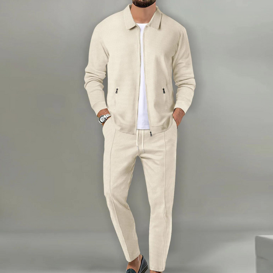 Trainingsanzug | Zip-Up | Co-Ord Set | Zweiteiliges Set | Herrenbekleidung-Beige-S-Chaps Herrenmode