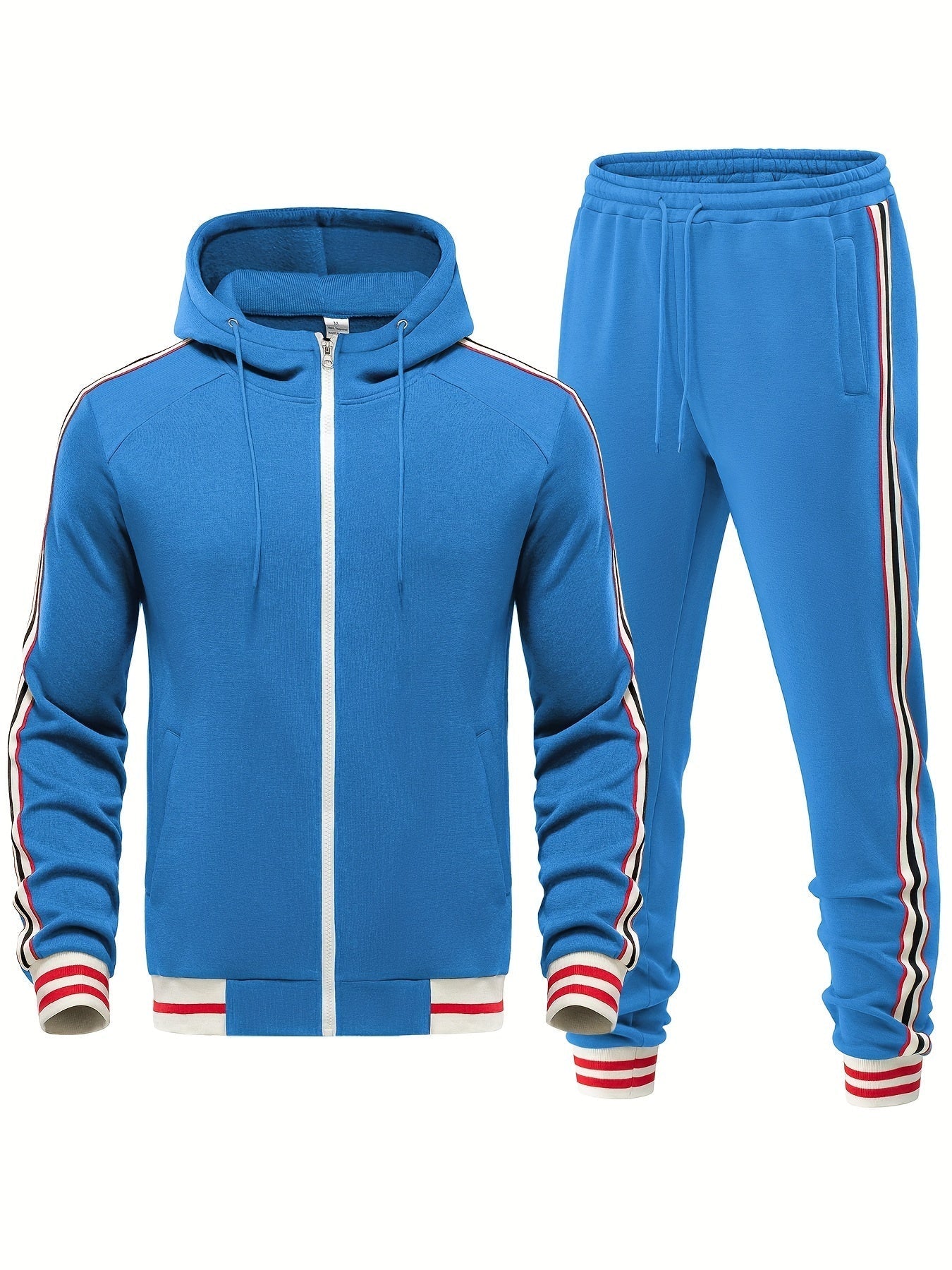 Trainingsanzug – Zweiteiliges Set für Männer mit Kapuzenjacke mit Reißverschluss und Jogginghose-Chaps Herrenmode