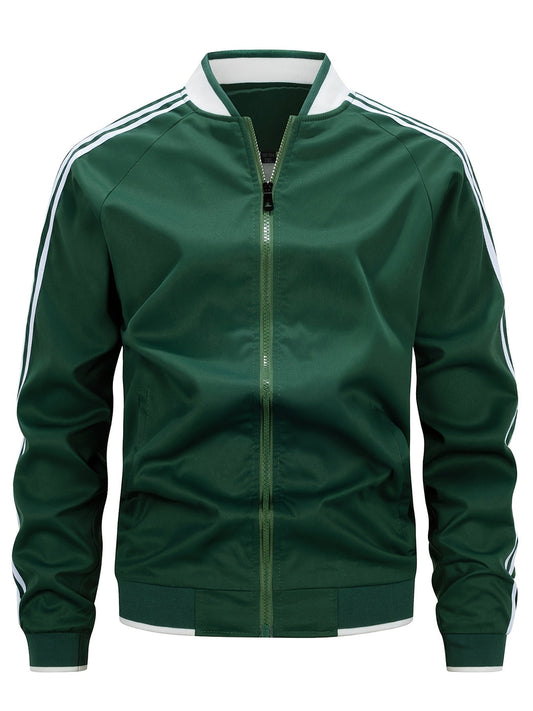 Trainingsjacke - Zip-Up - Gestreift - Sportjacke - Herrenbekleidung-Grün-XS-Chaps Herrenmode