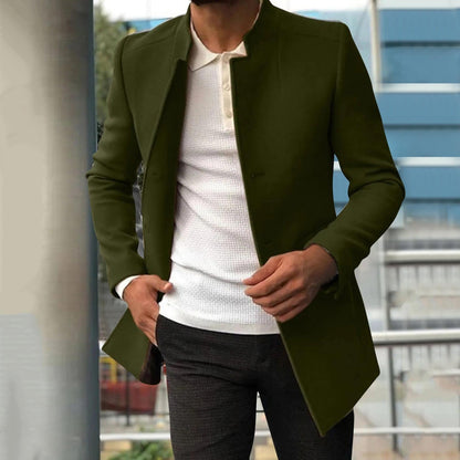 Trenchcoat - Eleganter einreihiger kurzer Trenchcoat für Herren-Armeegrün-S-Chaps Herrenmode