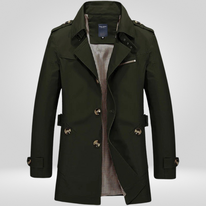 Trenchcoat | Klassisch | Mittellang | Einreihiger Mantel | Herren-Trenchcoat-Grün-M-Chaps Herrenmode