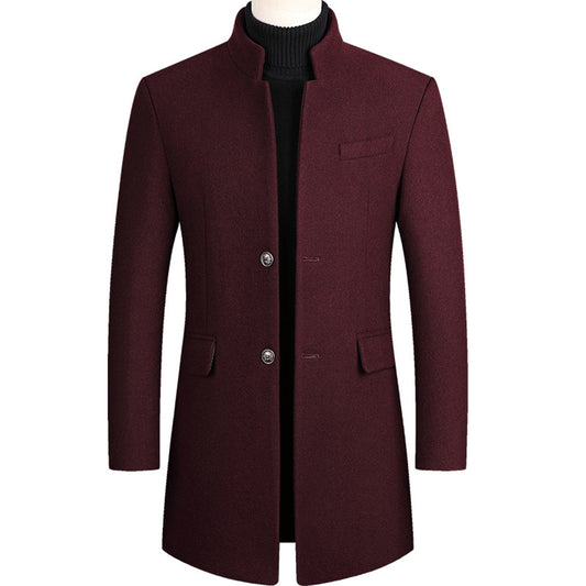 Trenchcoat aus Wolle - Einreihig - Mittellang - Trenchcoat - Herrenjacken-Weinrot-M-Chaps Herrenmode