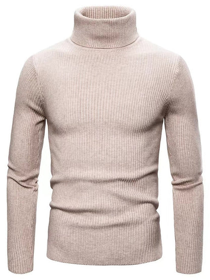 Turleneck – Gerippter, Langärmeliger, Schmal Geschnittener Strickpullover für Herren-Beige-XS-Chaps Herrenmode