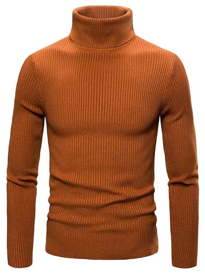 Turleneck – Gerippter, Langärmeliger, Schmal Geschnittener Strickpullover für Herren-Kaffee-XS-Chaps Herrenmode