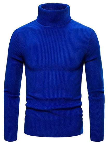 Turleneck – Gerippter, Langärmeliger, Schmal Geschnittener Strickpullover für Herren-Königliches Blau-XS-Chaps Herrenmode