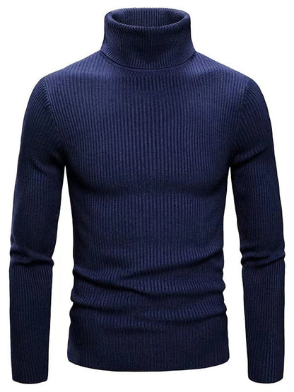 Turleneck – Gerippter, Langärmeliger, Schmal Geschnittener Strickpullover für Herren-Marineblau-XS-Chaps Herrenmode
