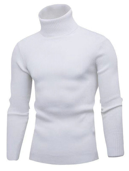 Turleneck – Gerippter, Langärmeliger, Schmal Geschnittener Strickpullover für Herren-Weiß-XS-Chaps Herrenmode