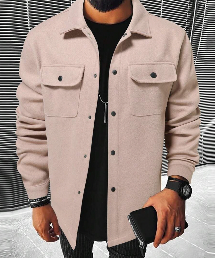 Überhemd | Button-Up | Atemtaschen | Hemdjacke | Herrenbekleidung-Dunkelbeige-XS-Chaps Herrenmode