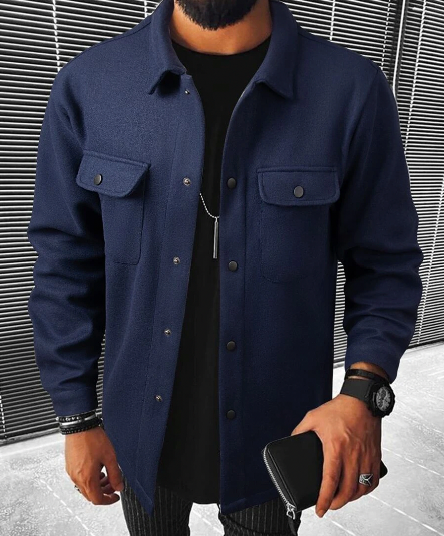 Überhemd | Button-Up | Atemtaschen | Hemdjacke | Herrenbekleidung-Dunkelblau-XS-Chaps Herrenmode