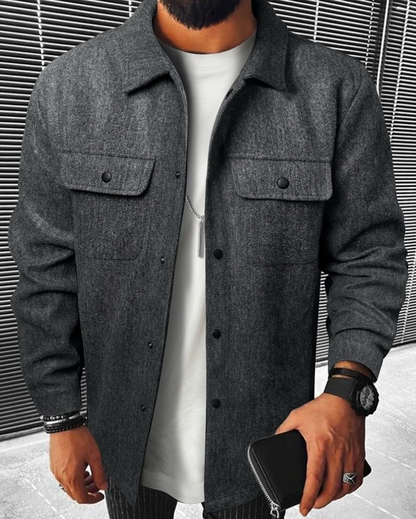 Überhemd | Button-Up | Atemtaschen | Hemdjacke | Herrenbekleidung-Dunkelgrau-XS-Chaps Herrenmode