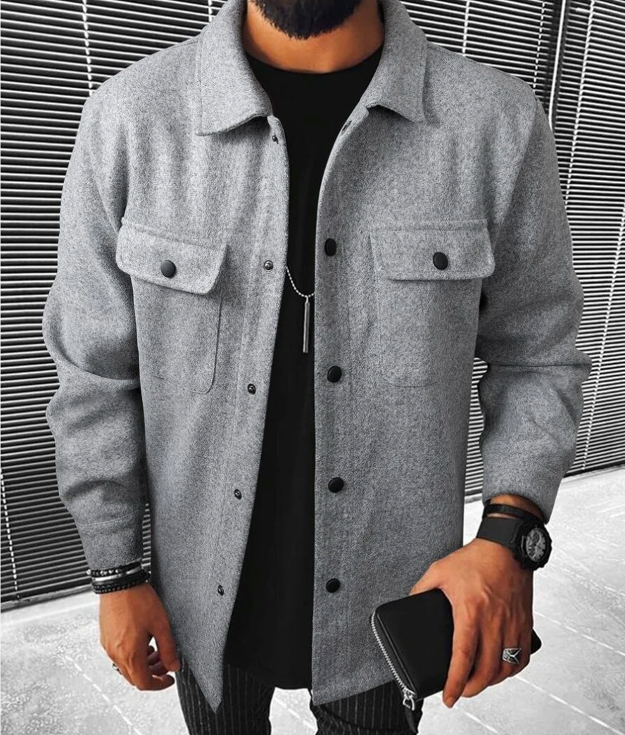 Überhemd | Button-Up | Atemtaschen | Hemdjacke | Herrenbekleidung-Grau-XS-Chaps Herrenmode