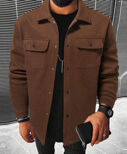 Überhemd | Button-Up | Atemtaschen | Hemdjacke | Herrenbekleidung-Kastanienbraun-XS-Chaps Herrenmode