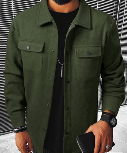 Überhemd | Button-Up | Atemtaschen | Hemdjacke | Herrenbekleidung-Olivgrün-XS-Chaps Herrenmode