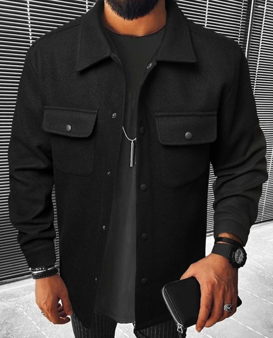 Überhemd | Button-Up | Atemtaschen | Hemdjacke | Herrenbekleidung-Schwarz-XS-Chaps Herrenmode