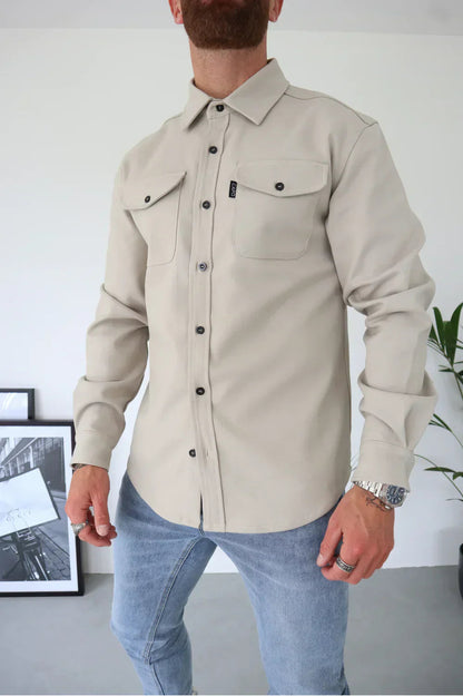 Überhemd - Button-Up - Langarm - Hemdjacke - Herrenjacke-Chaps Herrenmode