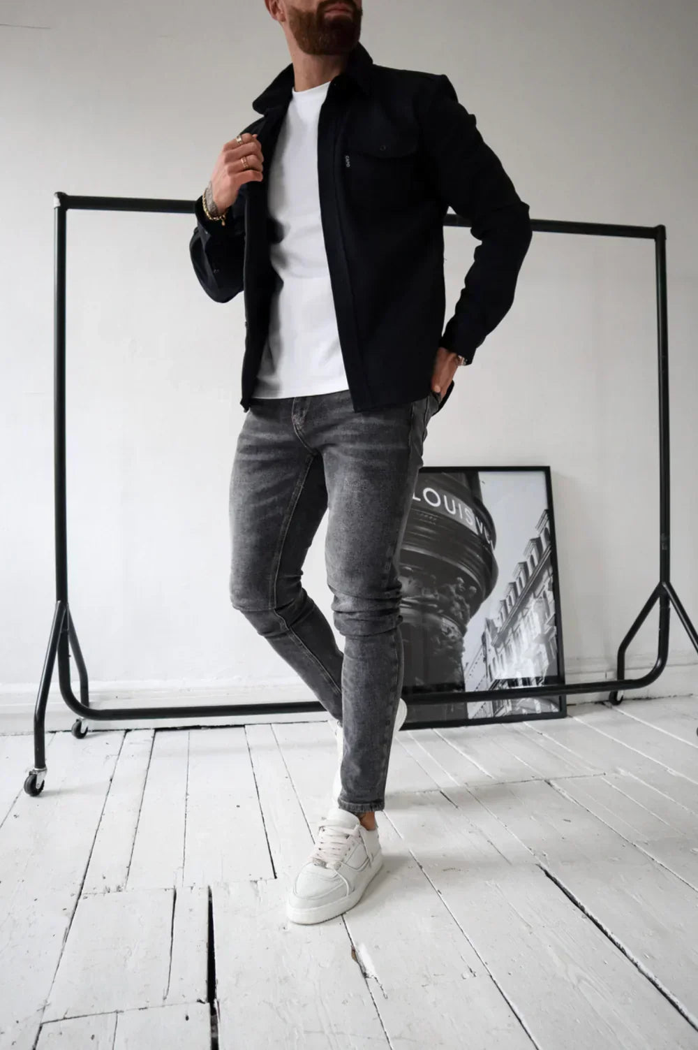 Überhemd - Button-Up - Langarm - Hemdjacke - Herrenjacke-Chaps Herrenmode