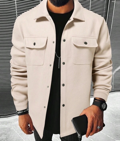 Überhemd | Warm | Button-Up | Hemdjacke | Herrenhemden-Hellbeige-XS-Chaps Herrenmode