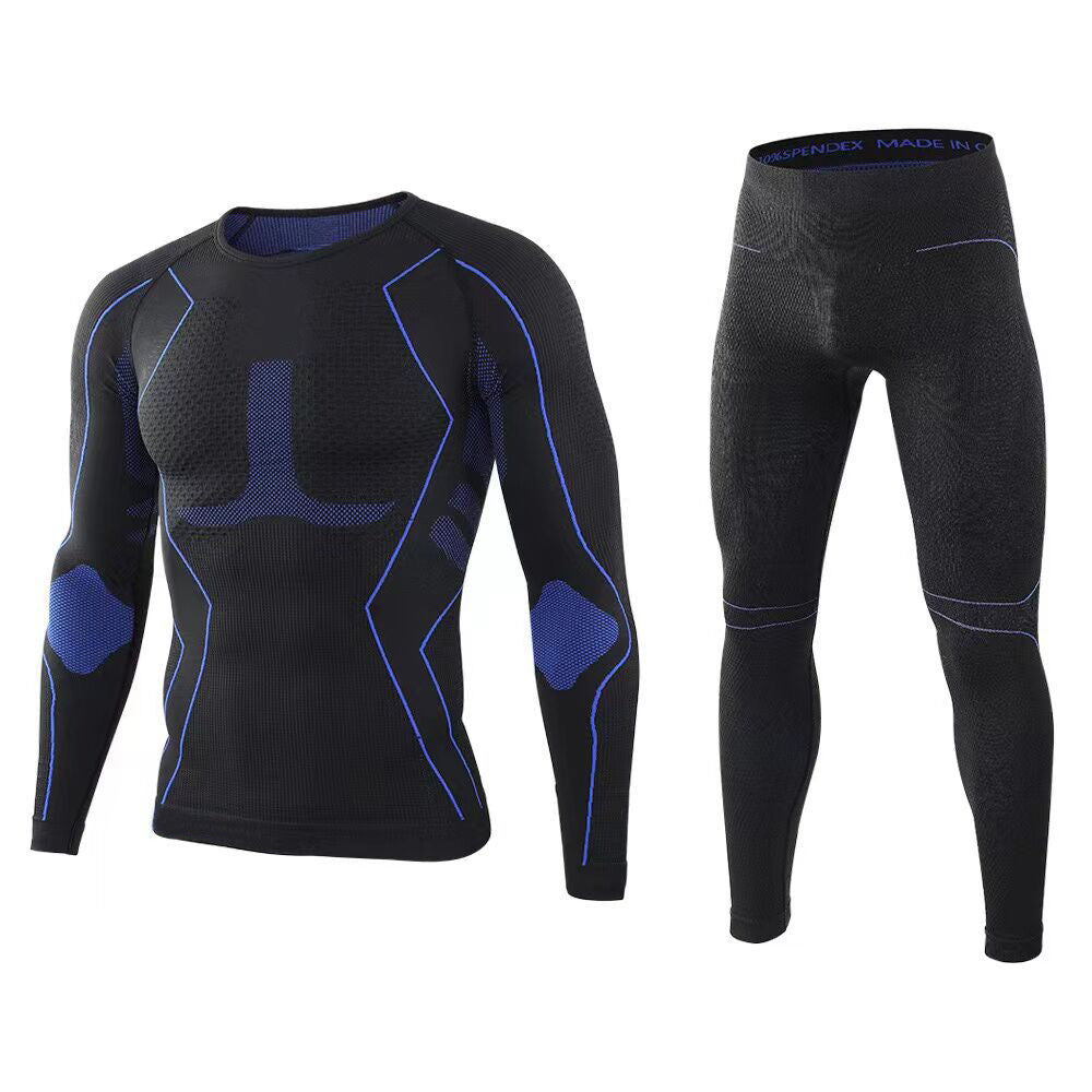 Unterwäsche-Set für Männer – Langarm-Thermounterwäsche-Ski-Set-Schwarz/Blau-M-Chaps Herrenmode