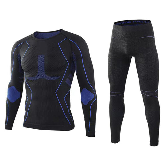 Unterwäsche-Set für Männer – Langarm-Thermounterwäsche-Ski-Set-Schwarz/Blau-M-Chaps Herrenmode