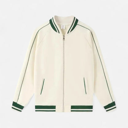 Varsity-Jacke – Leichte Baseballjacke mit Reißverschluss für Männer-Weiß-S-Chaps Herrenmode