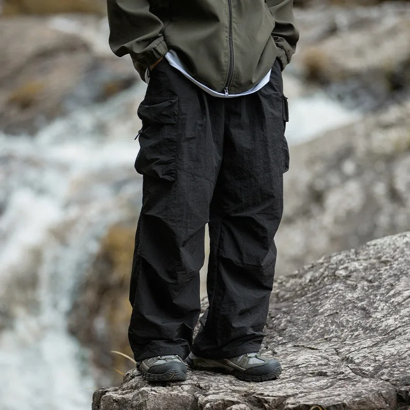 Wasserdichte Hose - Lose Passform - Baggy - Cargohose - Herrenhosen-Schwarz-M-Chaps Herrenmode
