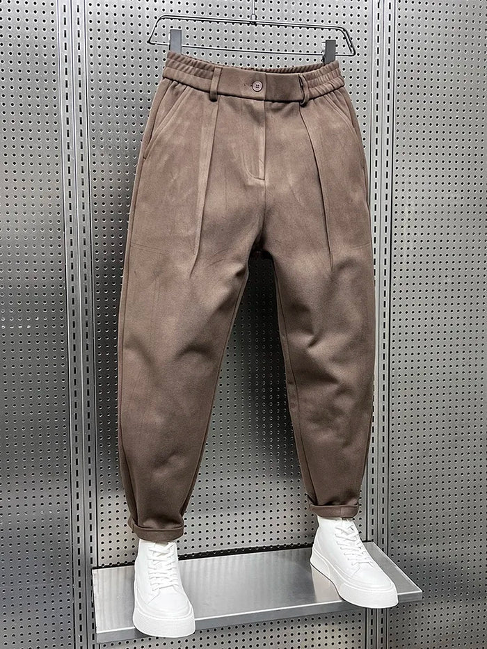 Weite Hosen – Wollmischung – Plissee – Verengte Hosen – Herrenhosen-Chaps Herrenmode