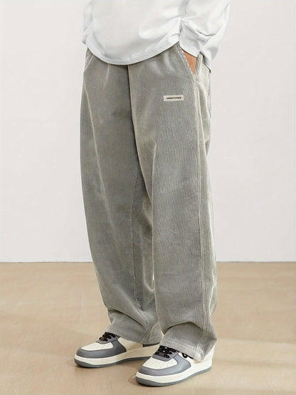 Weite Hosen – gerippt – lockere Passform – Cordhosen – Herrenhosen-Hellgrau-S-Chaps Herrenmode