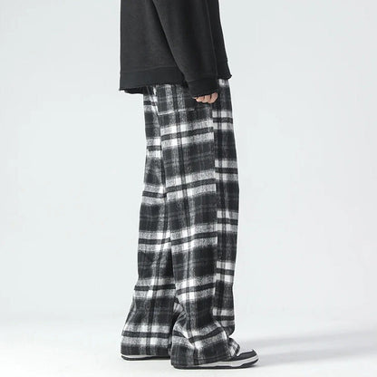 Weite Hosenbeine - Kariert - Relaxed Fit - Loose Fit Hosen - Herrenhosen-Chaps Herrenmode