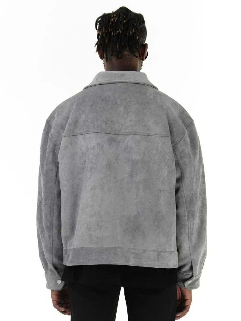 Wildlederjacke - Herrenjacke mit Reißverschluss und Kragen mit Taschen-Chaps Herrenmode