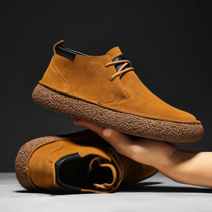 Wildlederschuhe – Strukturierte Sohle – Schnürschuhe – Desert Shoes – Herrenschuhe-Braun-37-Chaps Herrenmode