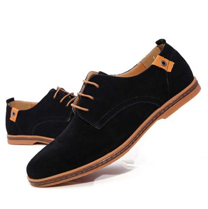 Wildlederschuhe - Stylische Herren Schnürschuhe zum Laufen aus Leder-Schwarz-38-Chaps Herrenmode
