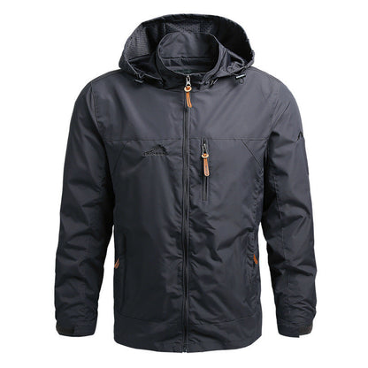 Windbreaker-Jacke – winddichte Outdoor-Softshelljacke mit Kapuze für Herren-Grau-S-Chaps Herrenmode