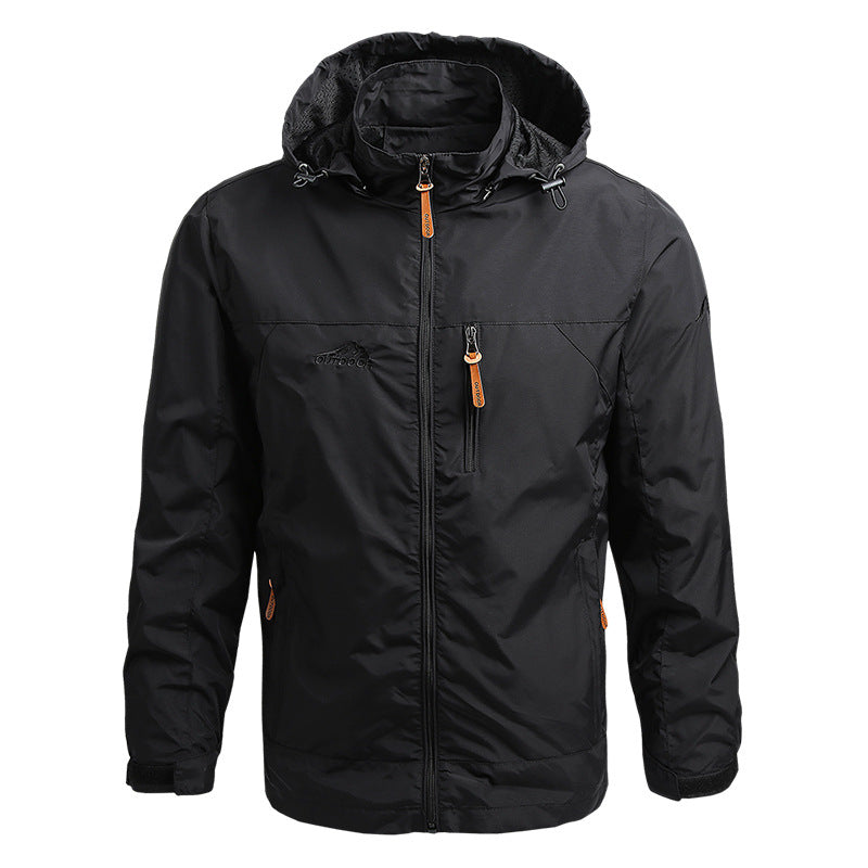 Windbreaker-Jacke – winddichte Outdoor-Softshelljacke mit Kapuze für Herren-Schwarz-S-Chaps Herrenmode
