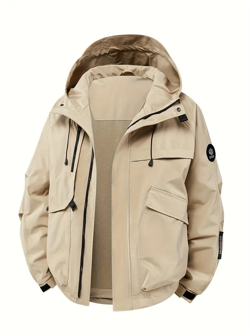 Winddichte Jacke – Oversized-Jacke mit Kapuze für Männer Herbstjacke-Beige-S-Chaps Herrenmode