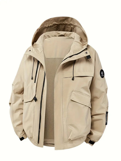 Winddichte Jacke – Oversized-Jacke mit Kapuze für Männer Herbstjacke-Beige-S-Chaps Herrenmode