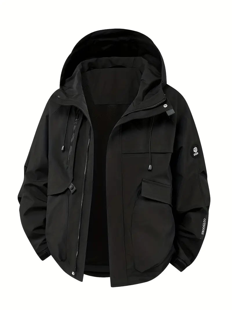 Winddichte Jacke – Oversized-Jacke mit Kapuze für Männer Herbstjacke-Schwarz-S-Chaps Herrenmode