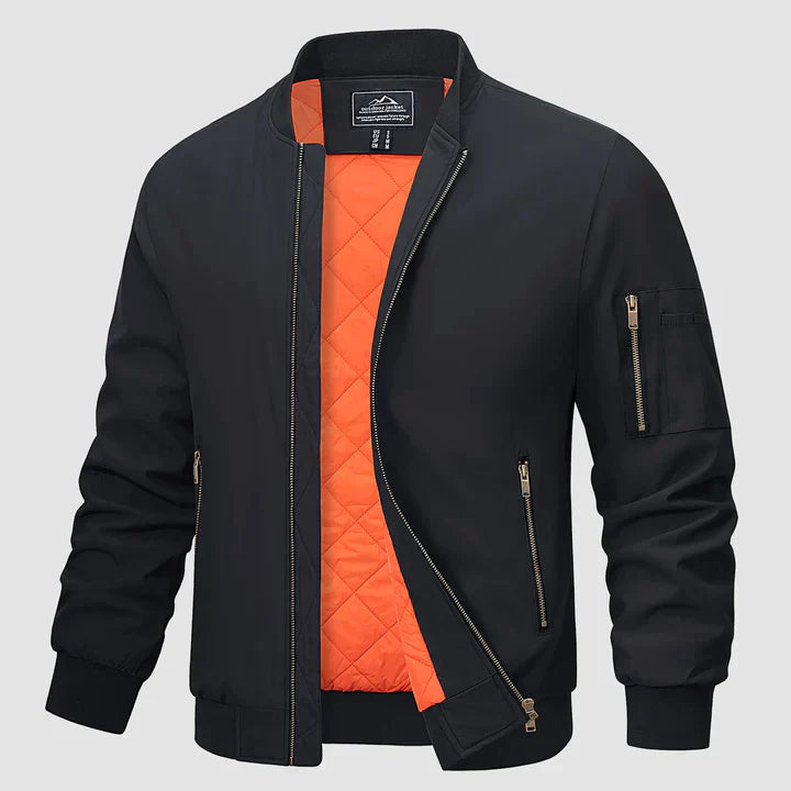 Winddichte Jacke | Reißverschluss | Leicht | Bomberjacke | Herrenjacke-Schwarz-S-Chaps Herrenmode