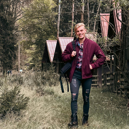 Winddichte Jacke | Reißverschluss | Leicht | Bomberjacke | Herrenjacke-Weinrot-S-Chaps Herrenmode