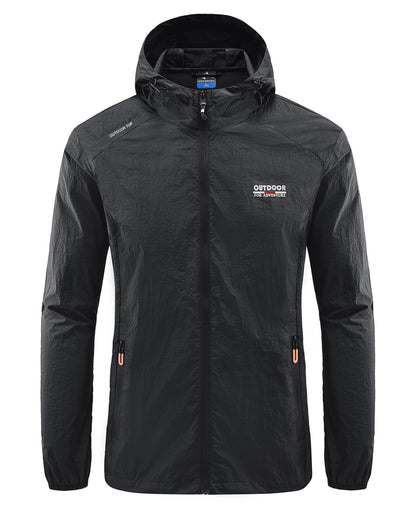 Windjacke | Mit Kapuze | Leicht | Wasserdichte Laufjacke | Herrenjacke-Schwarz-M-Chaps Herrenmode