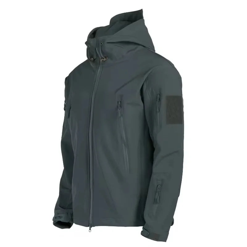 Windjacke | Mit Kapuze | Taktisch | Outdoor-Jacke | Wasserdichte Regenjacke für Männer-Grau-S-Chaps Herrenmode